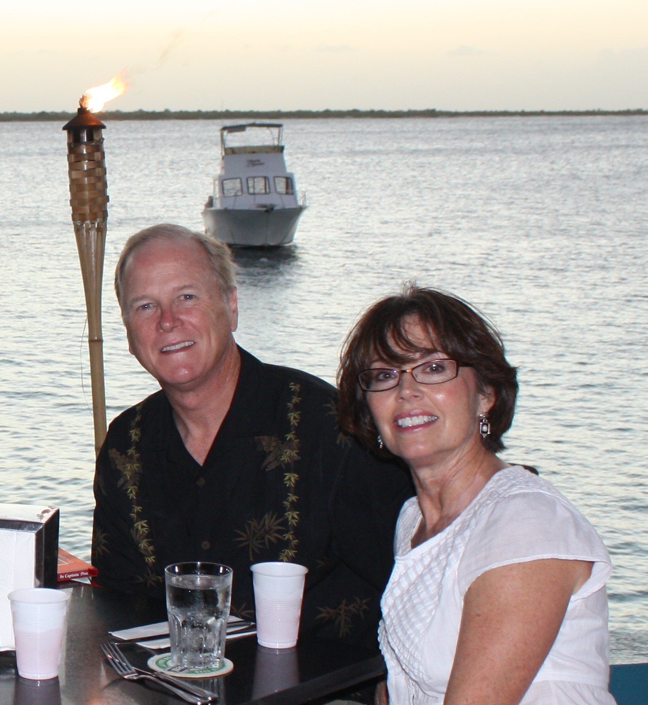 Bill and Cindy together by the water in Bonaire