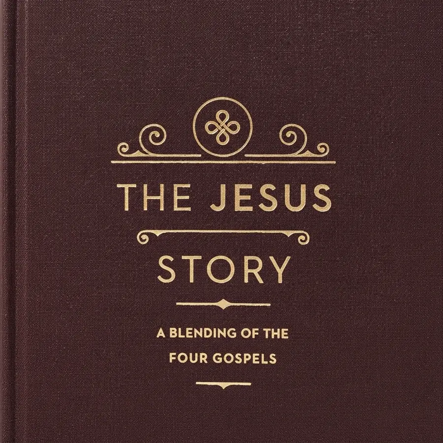The Jesus Story — front cover, bronze cloth with gold-leaf lettering and ornament.